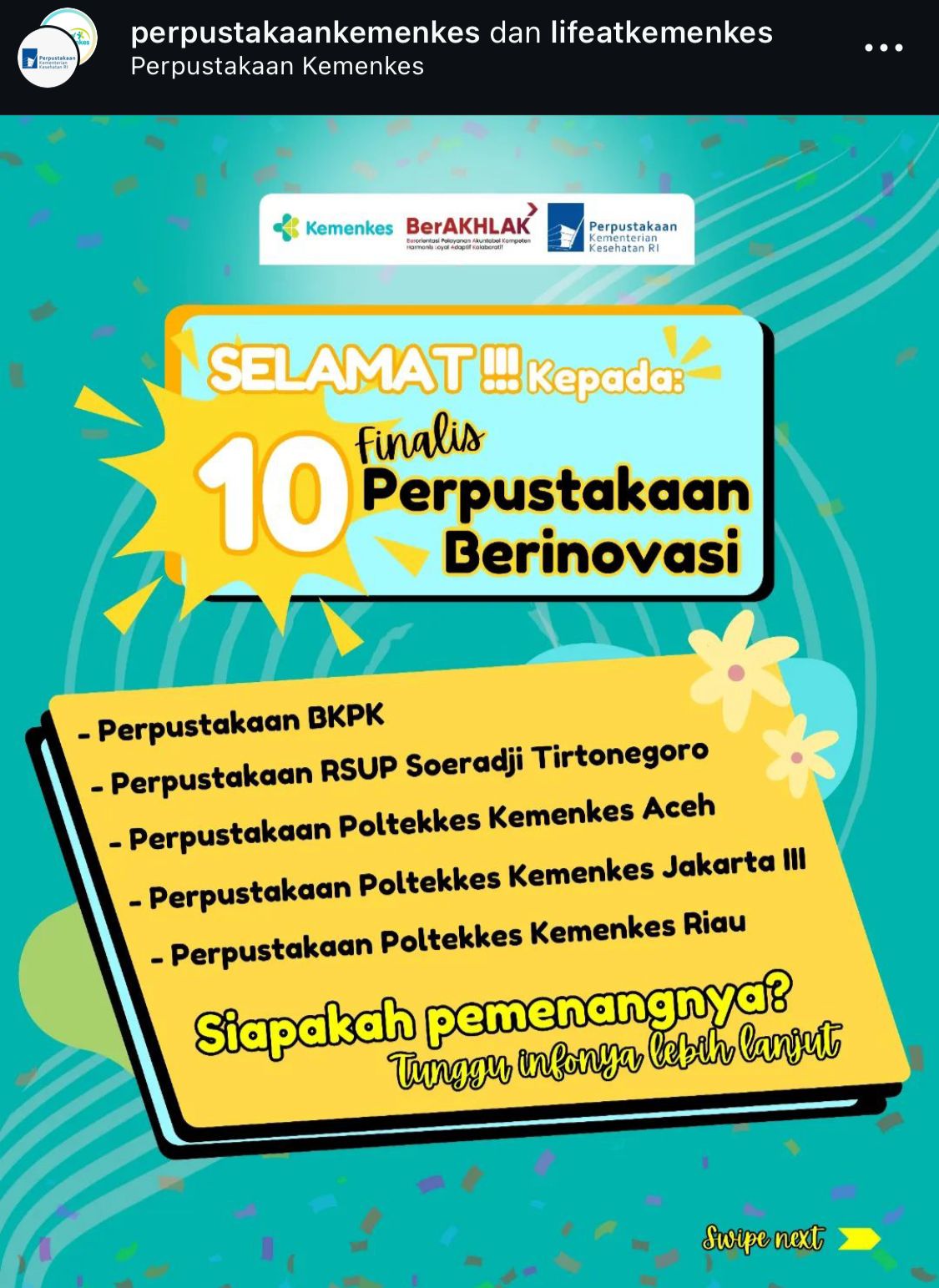 Selamat! Perpustakaan Poltekkes Kemenkes Riau Masuk Nominasi Lomba Perpustakaan Berinovasi Kementerian Kesehatan RI