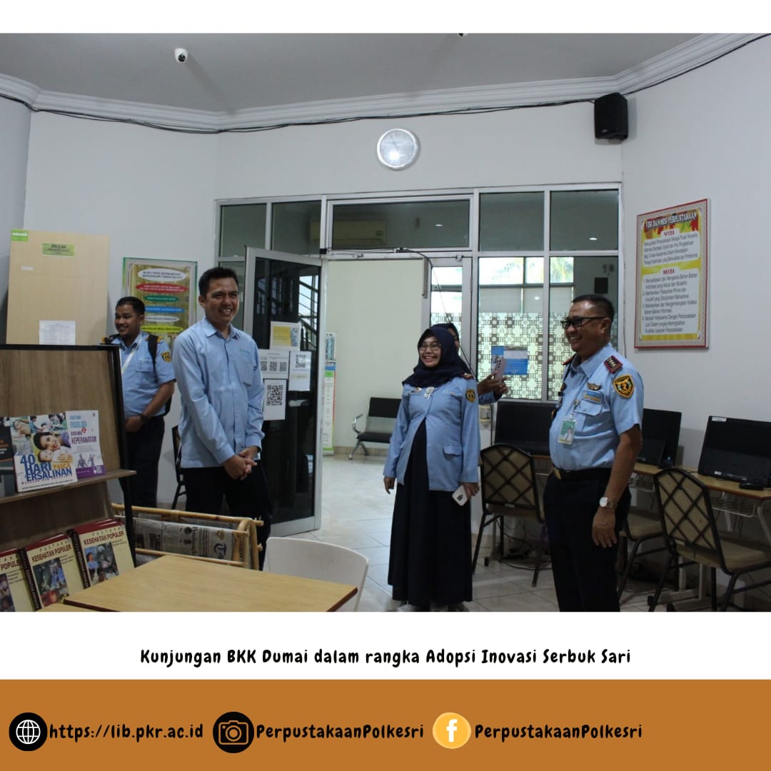 Balai Kekarantinaan Kesehatan Kelas I Dumai Berkunjung ke perpustakaan dalam rangka Benmarck Program inovasi Serbuk Sari (Selasa Rembuk Buku Sivitas Akademika Polkesri)