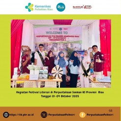 Perpustakaan Poltekkes Kemnekes Riau ikut serta dalam kegiatan Festival Literasi di Perpustakaan Souman HS Provinsi Riau Tahun 2025