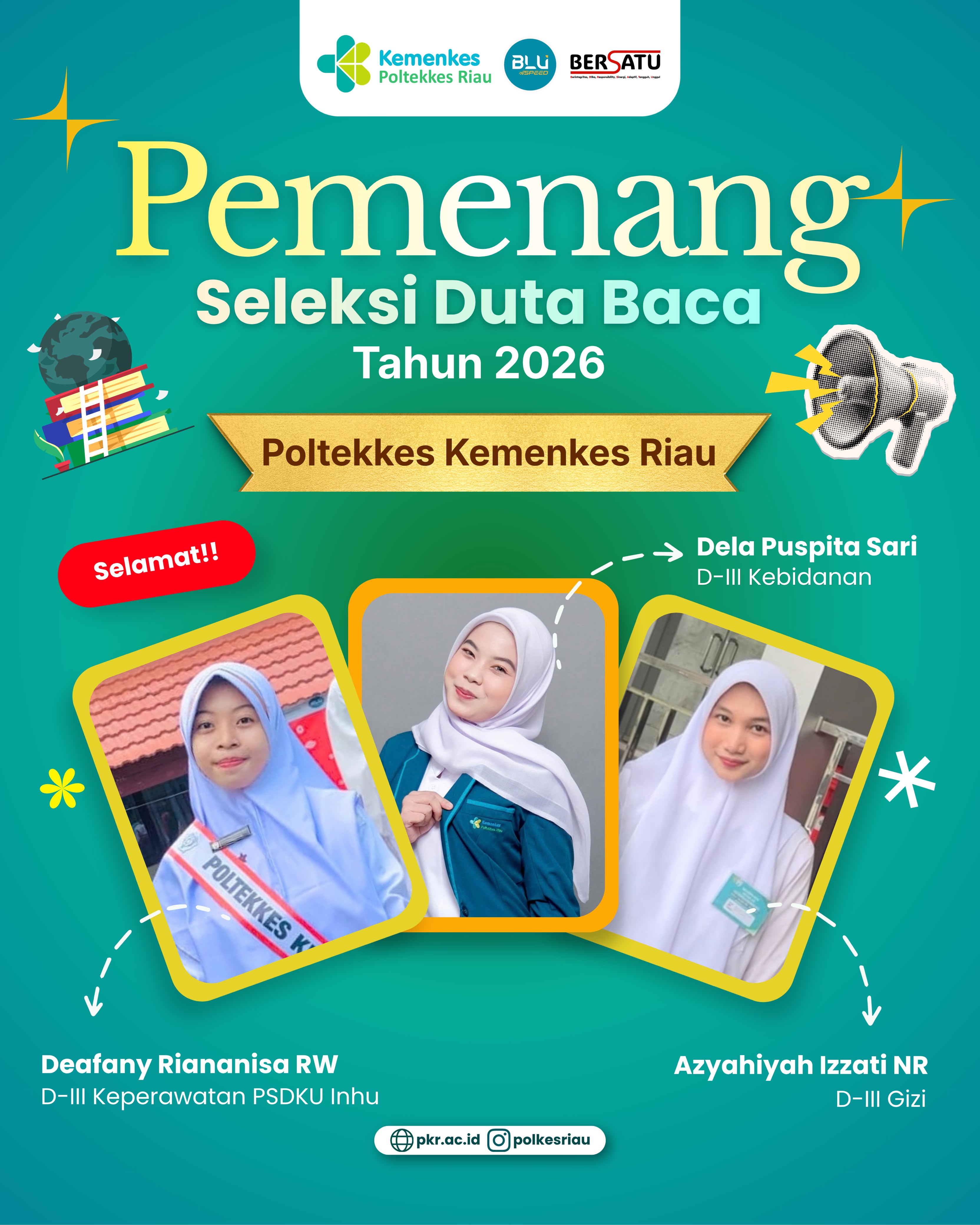 PENGUMUMAN SELEKSI DUTA BACA PERPUSTAKAAN POLTEKKES KEMENKES RIAU TAHUN 2026